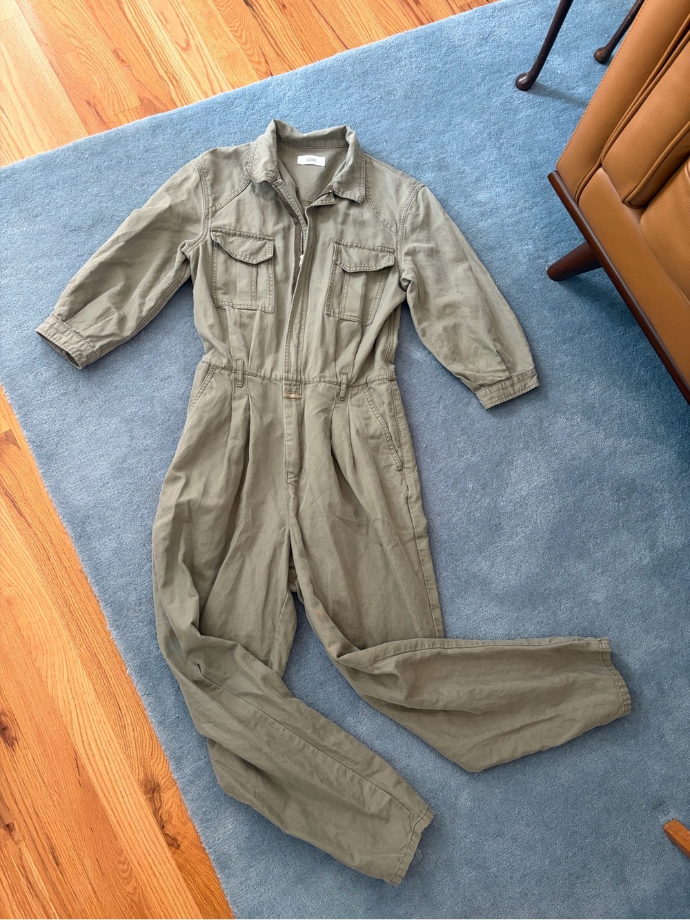Closed cotton/linen jumpsuit boiler suit, size S